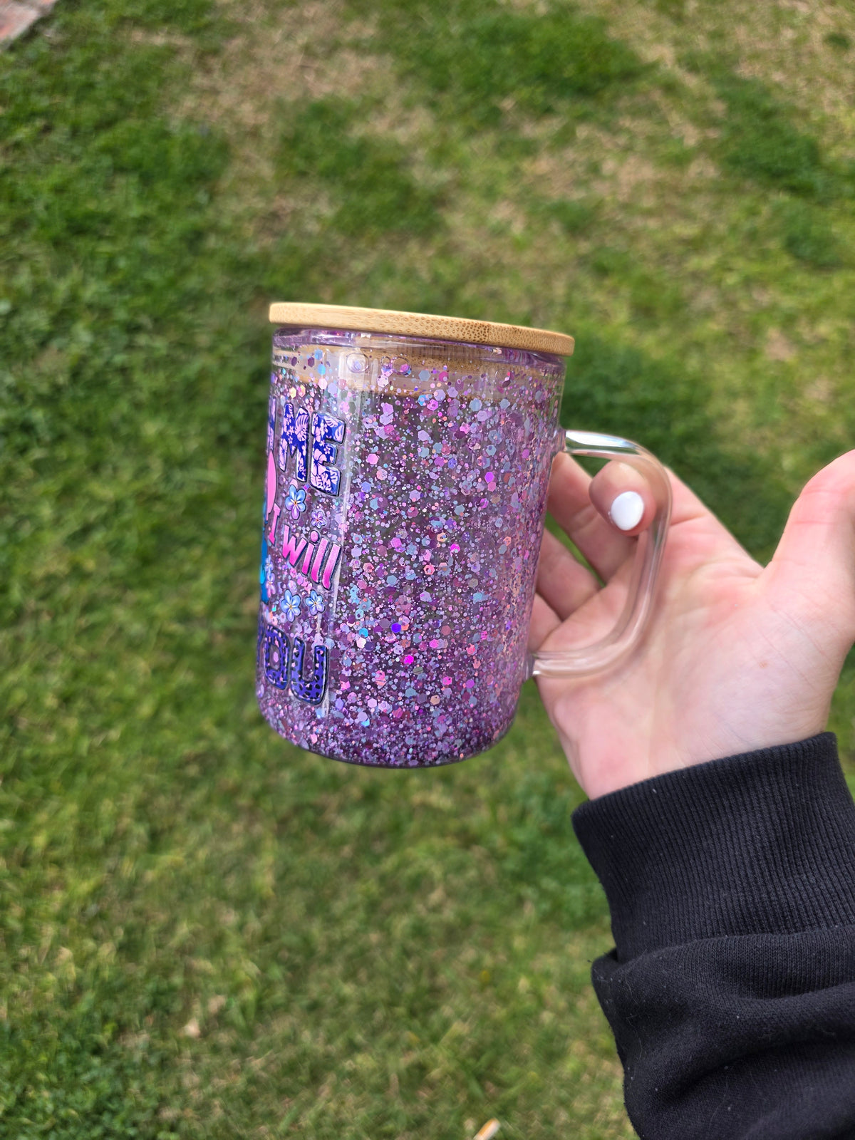 16oz Snowglobe Glass Mug