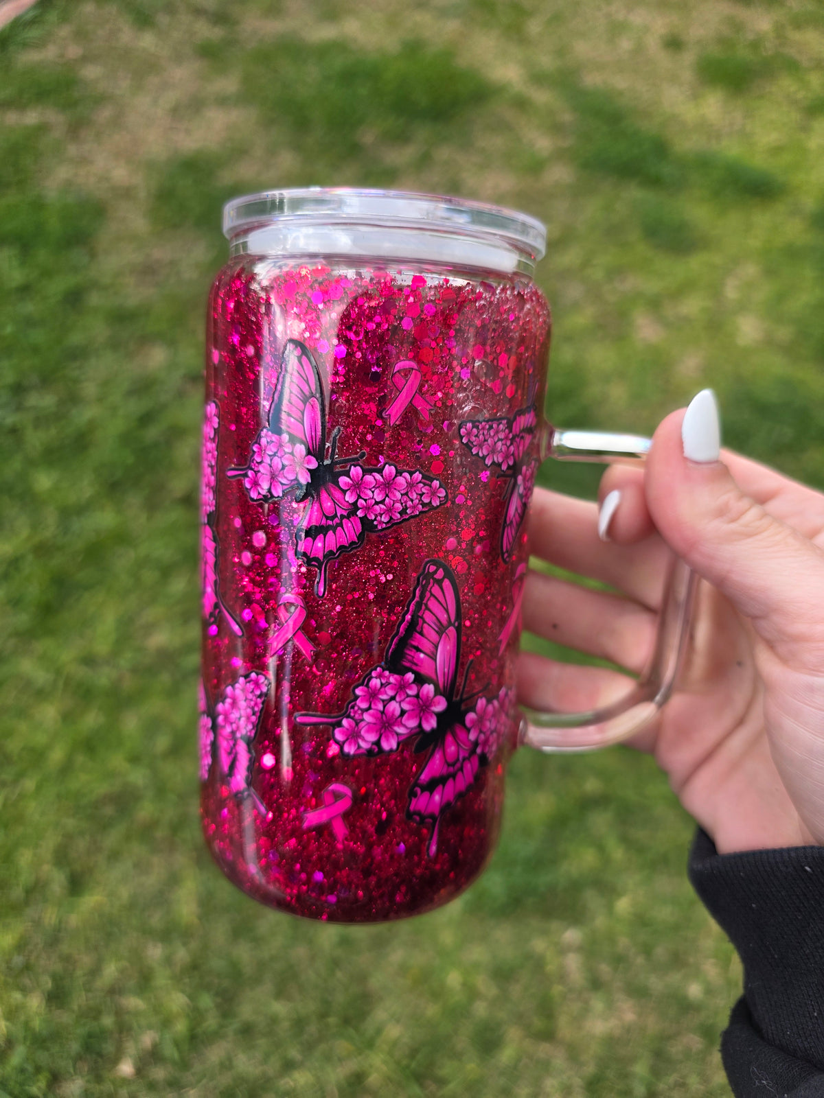 16oz Snowglobe Glass Mug