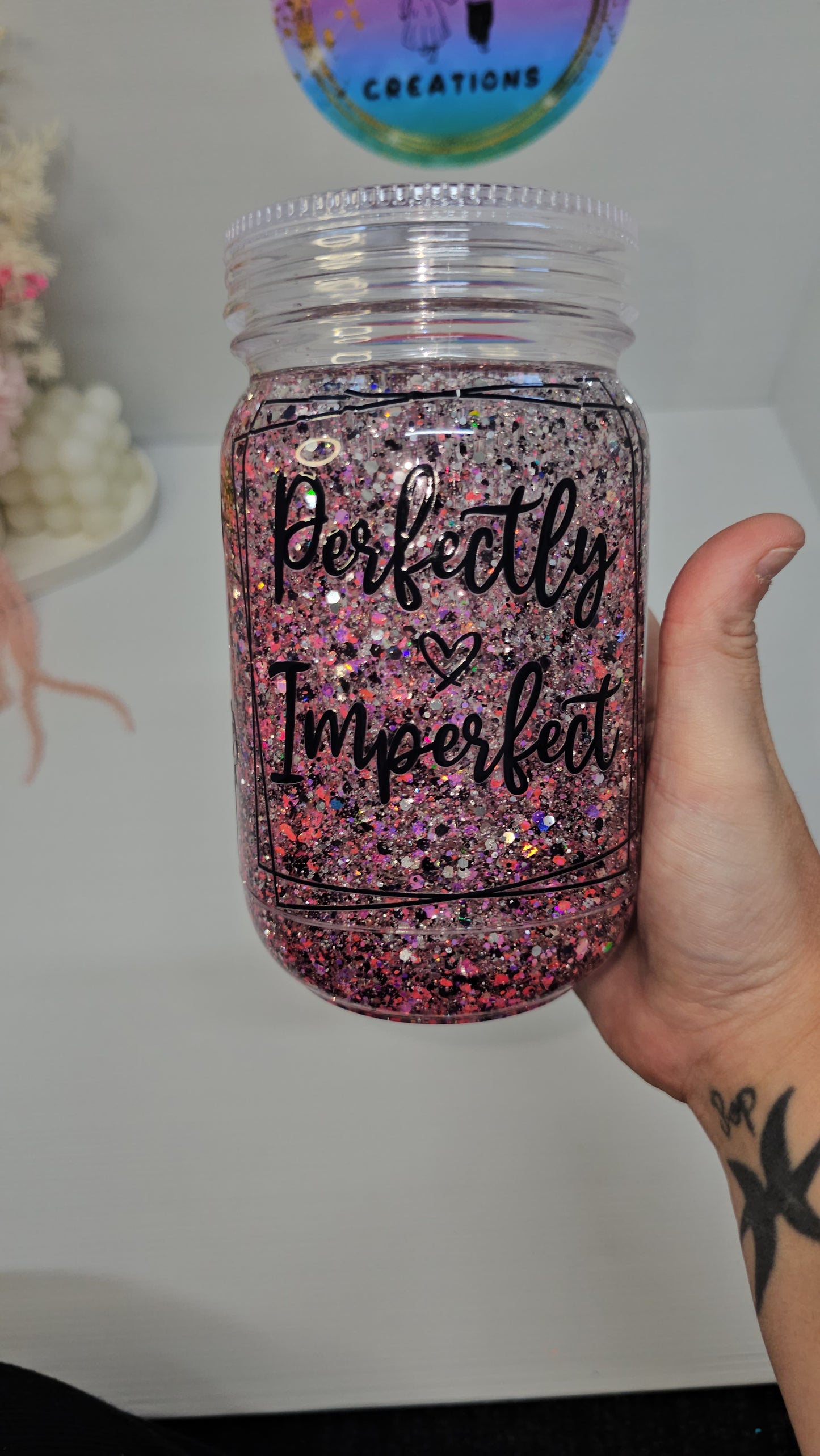 Custom 16oz Acrylic Snowglobe Mason Jar