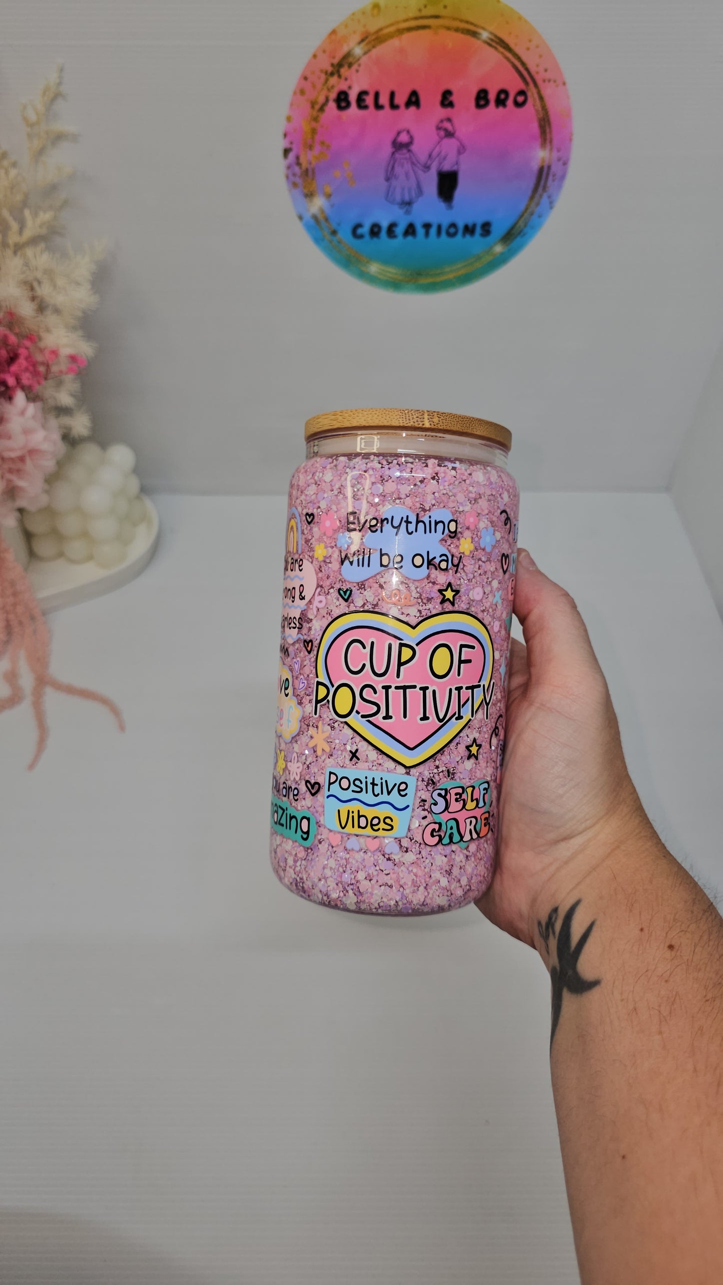 Custom 16oz Glass Snowglobe Tumbler