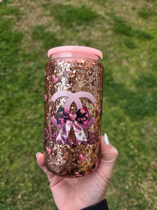 16oz Snowglobe Glass Tumbler