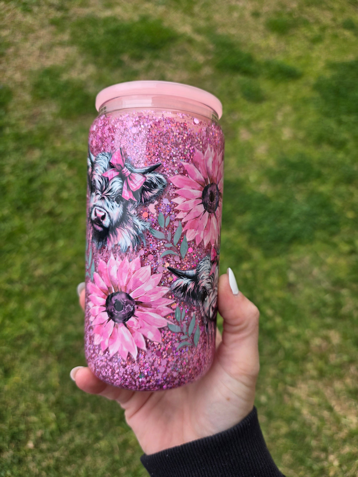 16oz Snowglobe Glass Tumbler