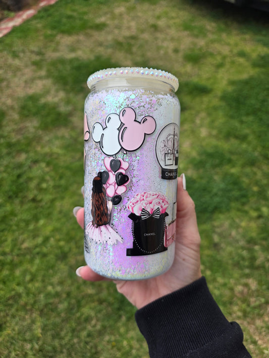 16oz Snowglobe Glass Tumbler