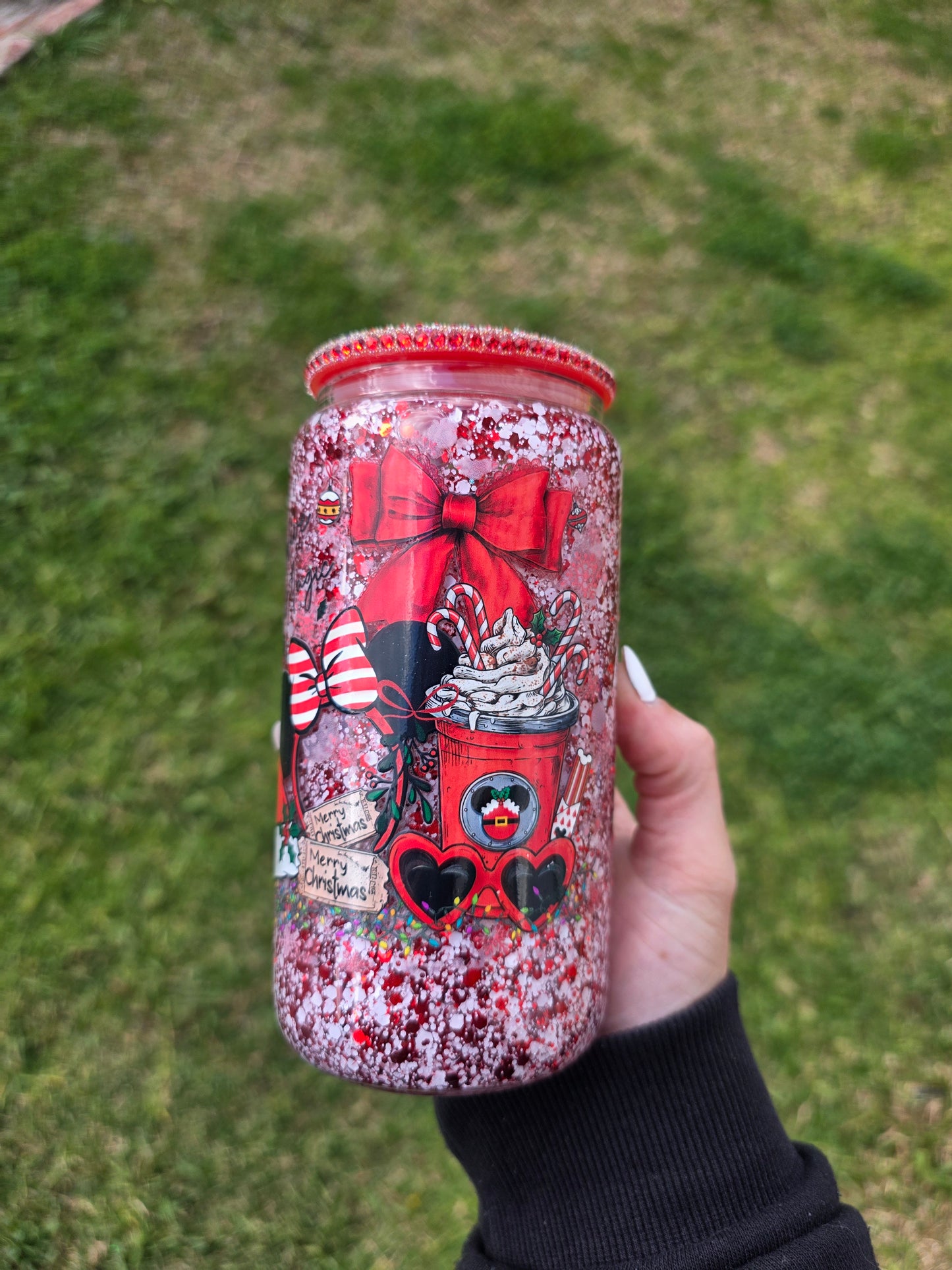 16oz Snowglobe Glass Tumbler