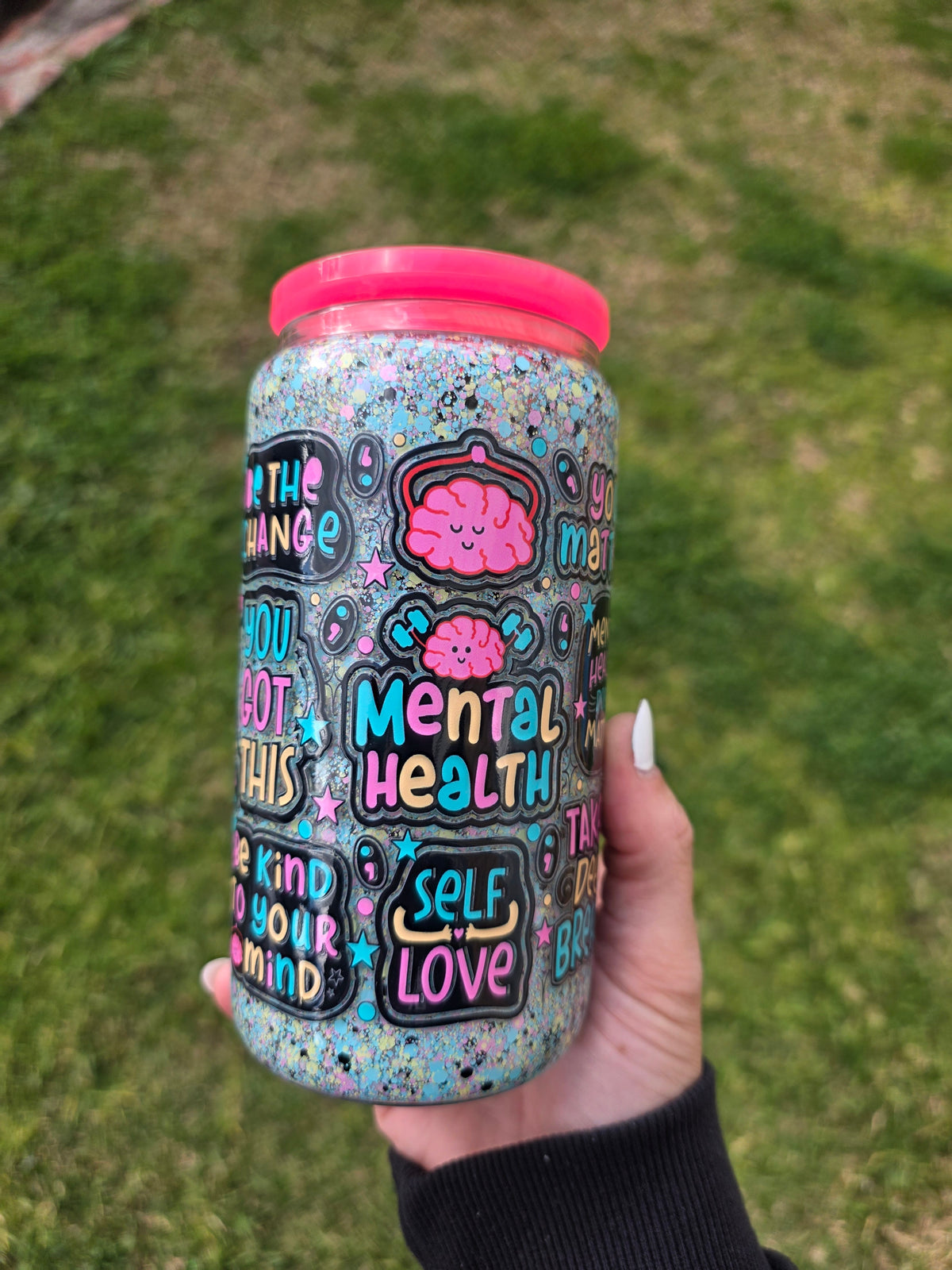 16oz Snowglobe Glass Tumbler
