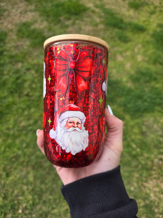 16oz Snowglobe Glass Tumbler