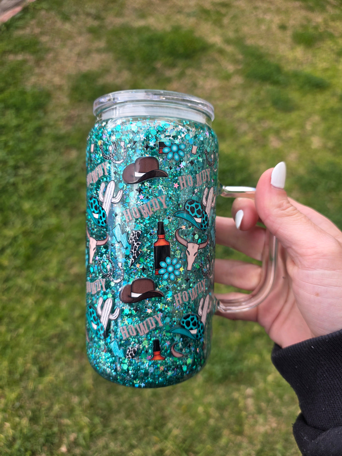 16oz Snowglobe Glass Mug
