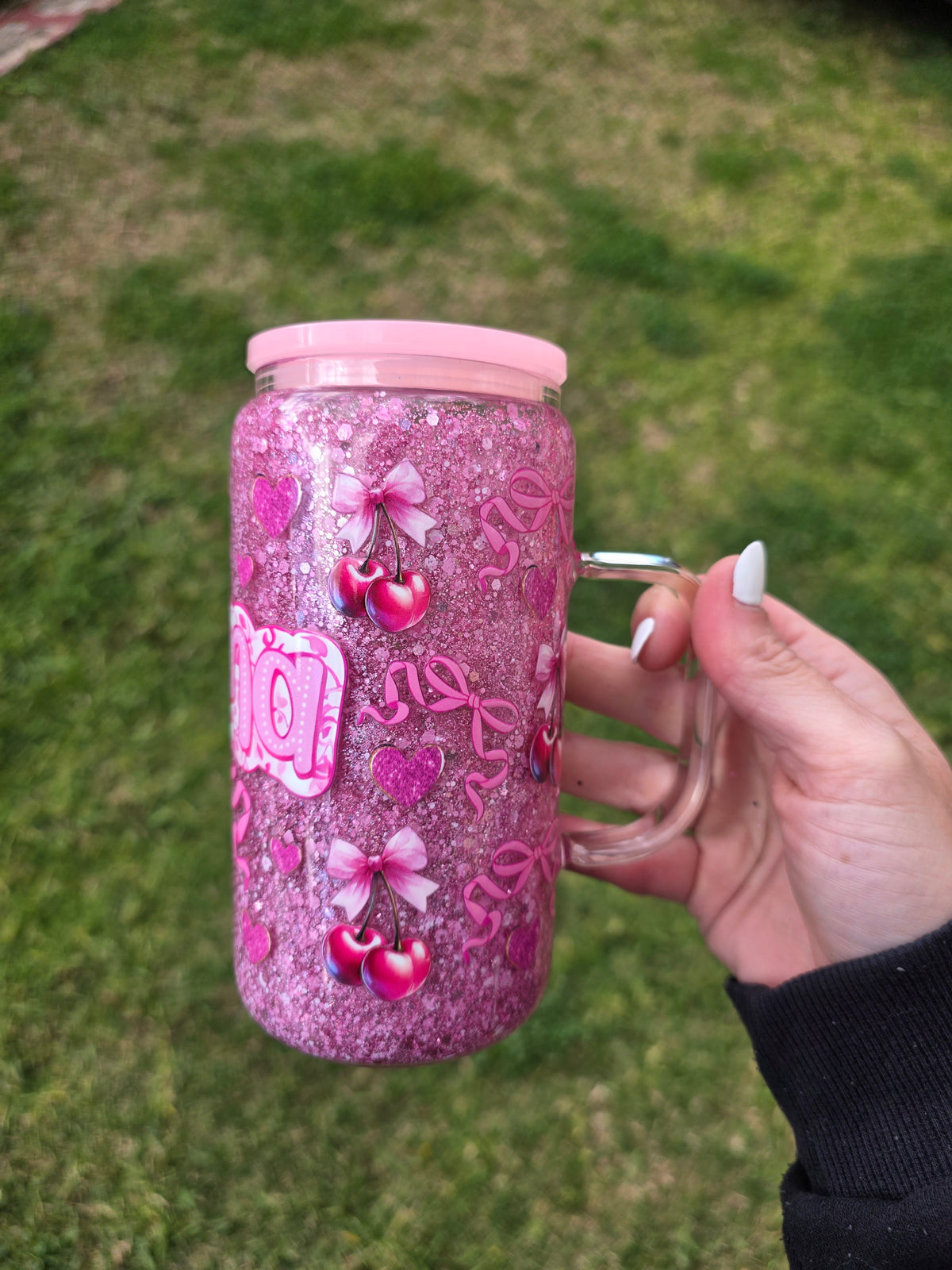 16oz Snowglobe Glass Mug