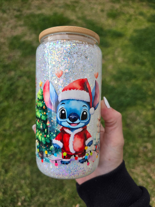 16oz Snowglobe Glass Tumbler