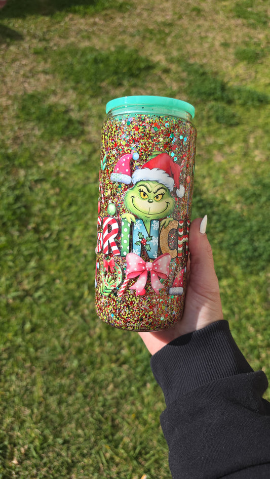 16oz Snowglobe Glass Tumbler