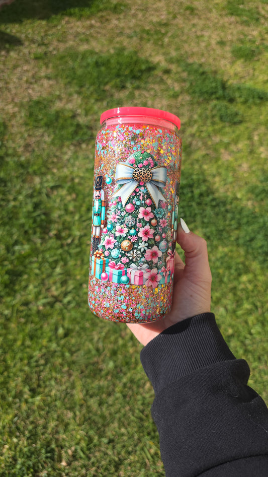 16oz Snowglobe Glass Tumbler