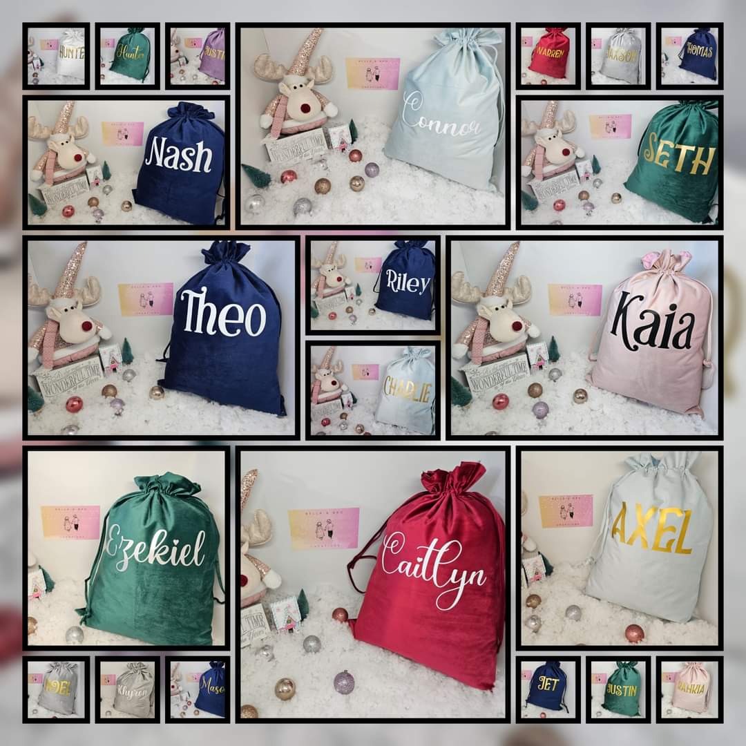Velvet Santa Sacks - Personalised