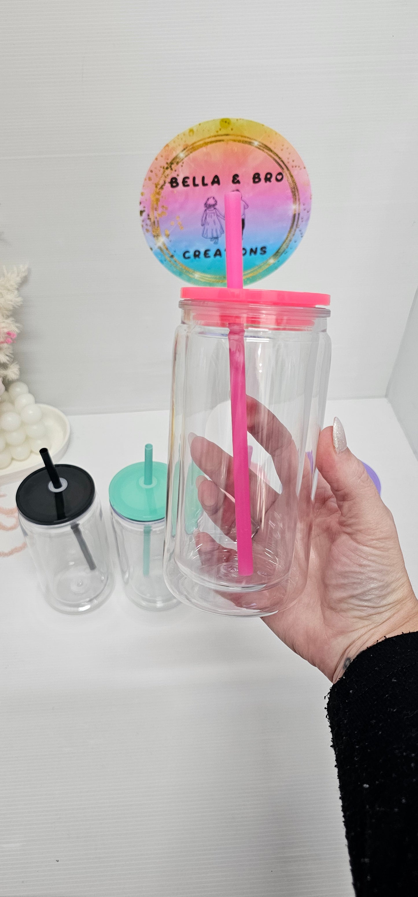 Custom 16oz Acrylic Snowglobe Tumbler