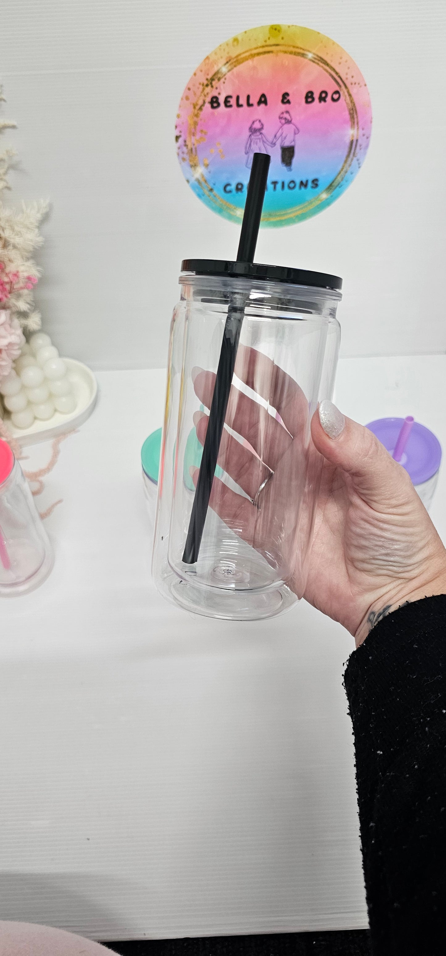 Custom 16oz Acrylic Snowglobe Tumbler