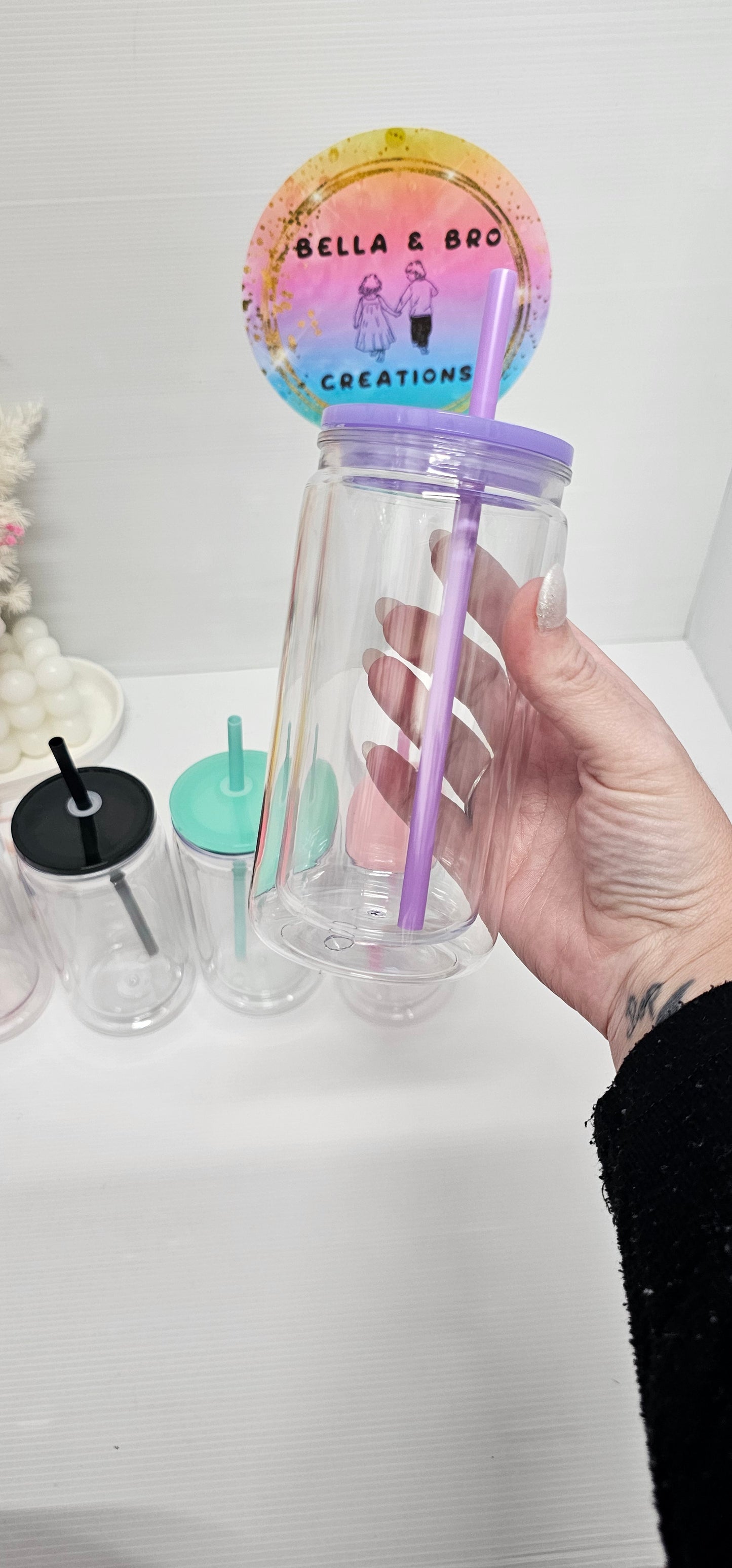 Custom 16oz Acrylic Snowglobe Tumbler